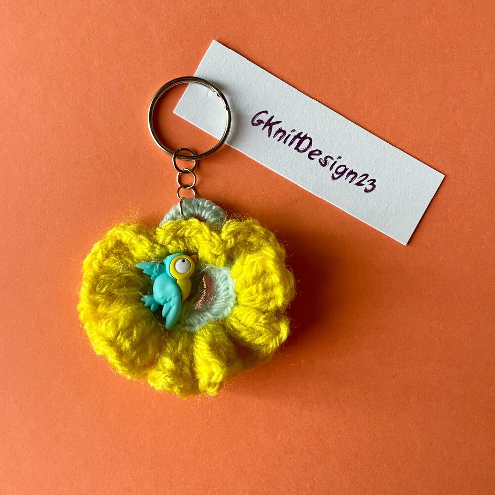 Handmade Bag Charm, Keychain Charm, Crochet Gift, Charm With Bird